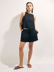 River Island Black Sleeveless Linen Blend Top - Image 1 of 4
