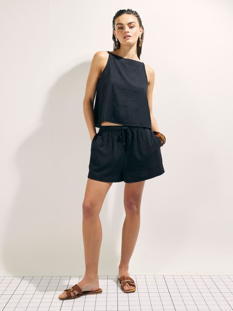 River Island Black Sleeveless Linen Blend Top - Image 1 of 4