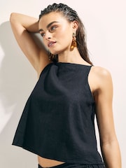 River Island Black Sleeveless Linen Blend Top - Image 2 of 4