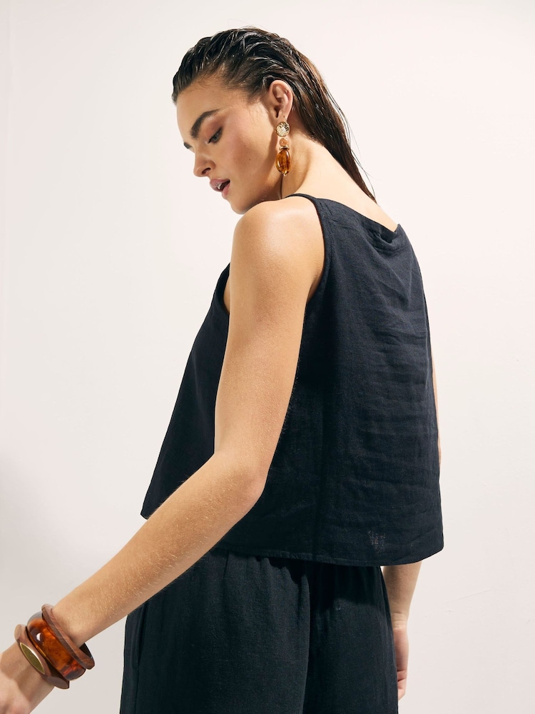 River Island Black Sleeveless Linen Blend Top - Image 4 of 4