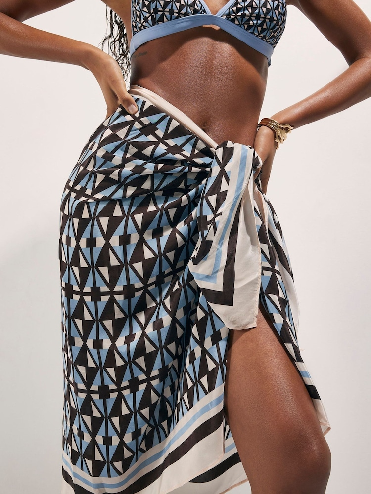 River Island Brown Geometric Print Sarong - Image 4 of 4