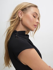 River Island Black Cap Sleeve Drape Hybrid Maxi Dress - Image 2 of 4