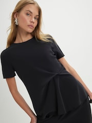 River Island Black Short Sleeve Drape T-Shirt - Image 4 of 4