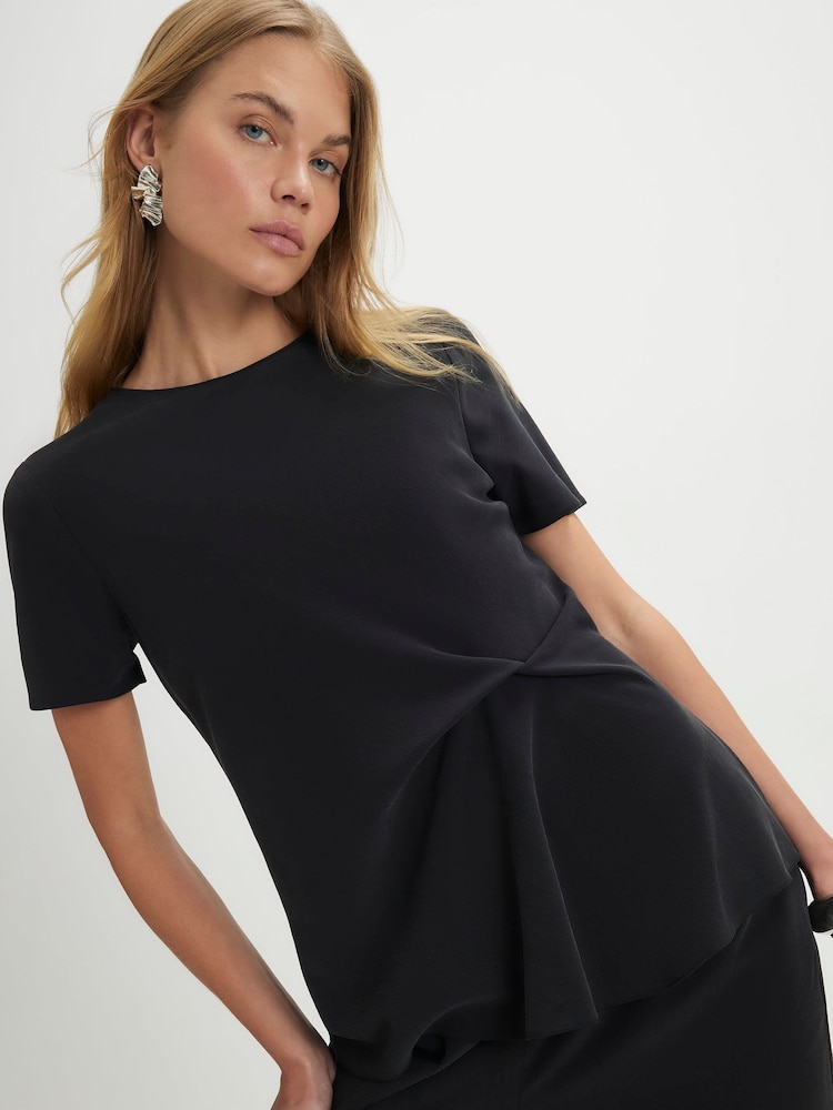 River Island Black Short Sleeve Drape T-Shirt - Image 4 of 4