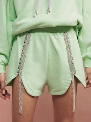 River Island Green Year Zero Embellished Shorts - Image 4 of 4