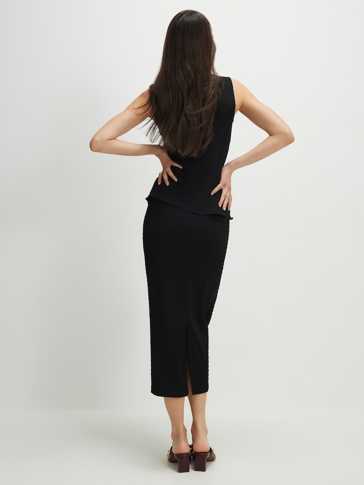 River Island Black Textured Midi Skirt - Image 2 of 4