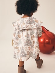 Cream Christmas Long Sleeve Collar Dress (3mths-7yrs) - Image 2 of 8