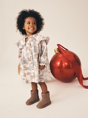 Cream Christmas Long Sleeve Collar Dress (3mths-7yrs) - Image 3 of 8