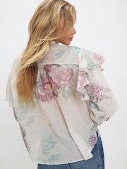 River Island Cream Long Sleeve Floral Print Tie Neck Pussybow Blouse - Image 4 of 4