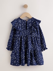 Navy Long Sleeve Tiered Dress (3mths-7yrs) - Image 2 of 4