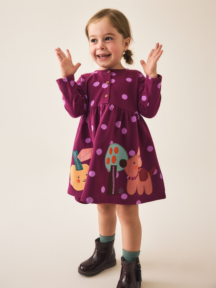 Berry Pink Long Sleeve Dress (3mths-7yrs) - Image 1 of 9 Berry Pink Long Sleeve Dress (3mths-7yrs) - Image 1 of 9