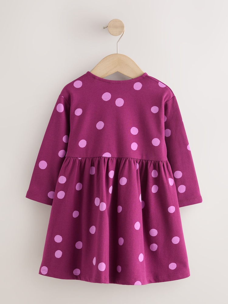 Berry Pink Long Sleeve Dress (3mths-7yrs) - Image 2 of 9 Berry Pink Long Sleeve Dress (3mths-7yrs) - Image 2 of 9