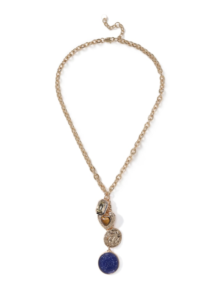 Aela Blue Flower Resin Charm Necklace - Image 1 of 3 Aela Blue Flower Resin Charm Necklace - Image 1 of 3