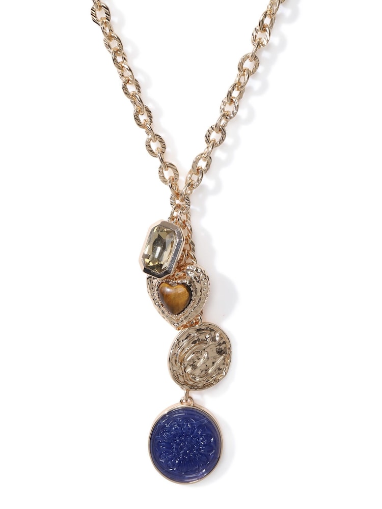Aela Blue Flower Resin Charm Necklace - Image 2 of 3 Aela Blue Flower Resin Charm Necklace - Image 2 of 3