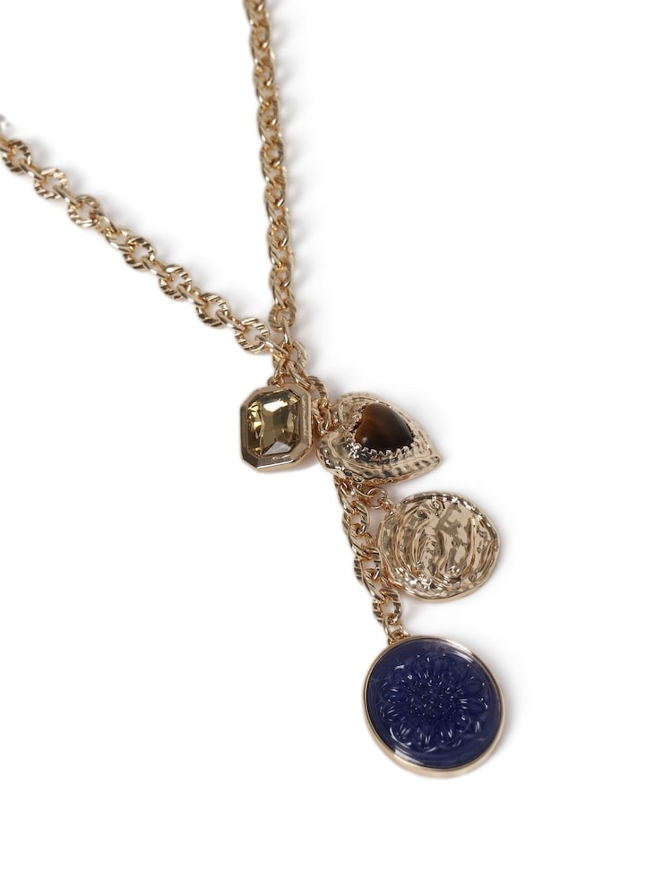 Aela Blue Flower Resin Charm Necklace - Image 3 of 3 Aela Blue Flower Resin Charm Necklace - Image 3 of 3