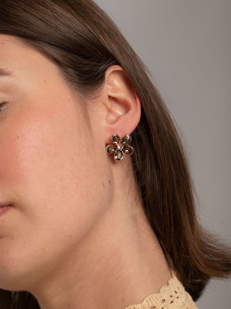 Facet Flower Stud Earrings - Image 1 of 3 Facet Flower Stud Earrings - Image 1 of 3
