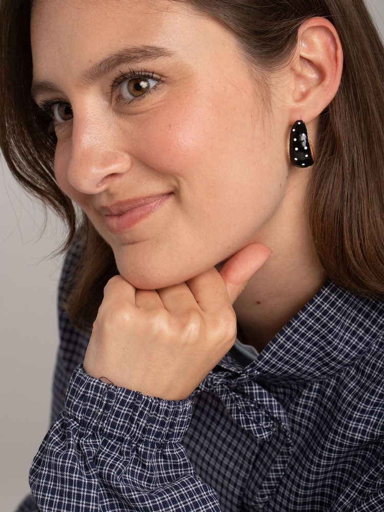 Polka Dot Enamel Hoop Earrings - Bild 1 von 3
