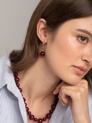 Aela Red Drop Hoop Earrings - Image 1 of 3