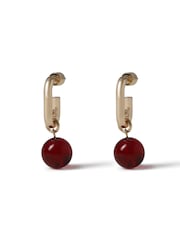 Aela Red Drop Hoop Earrings - Image 2 of 3