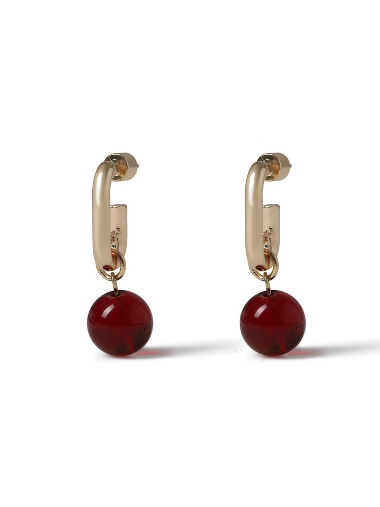 Aela Red Drop Hoop Earrings - Image 2 of 3 Aela Red Drop Hoop Earrings - Image 2 of 3