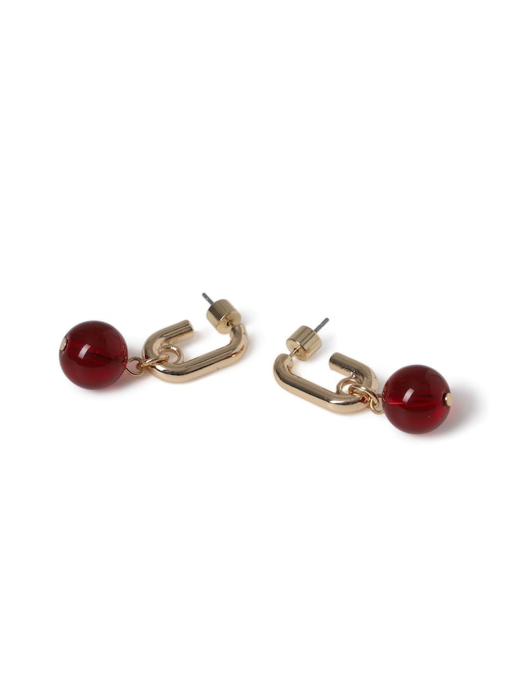 Aela Red Drop Hoop Earrings - Image 3 of 3 Aela Red Drop Hoop Earrings - Image 3 of 3