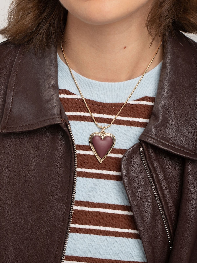 Aela Red Matte Heart Short Necklace - Image 1 of 3