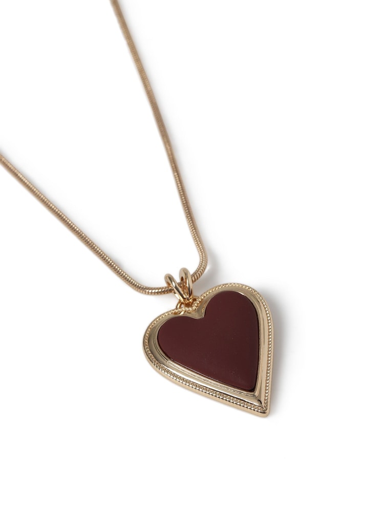 Aela Red Matte Heart Short Necklace - Image 3 of 3