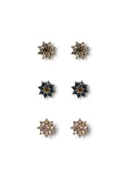 Aela Pink Flower Rhinestone Stud Earrings 3 Pack - Image 1 of 2