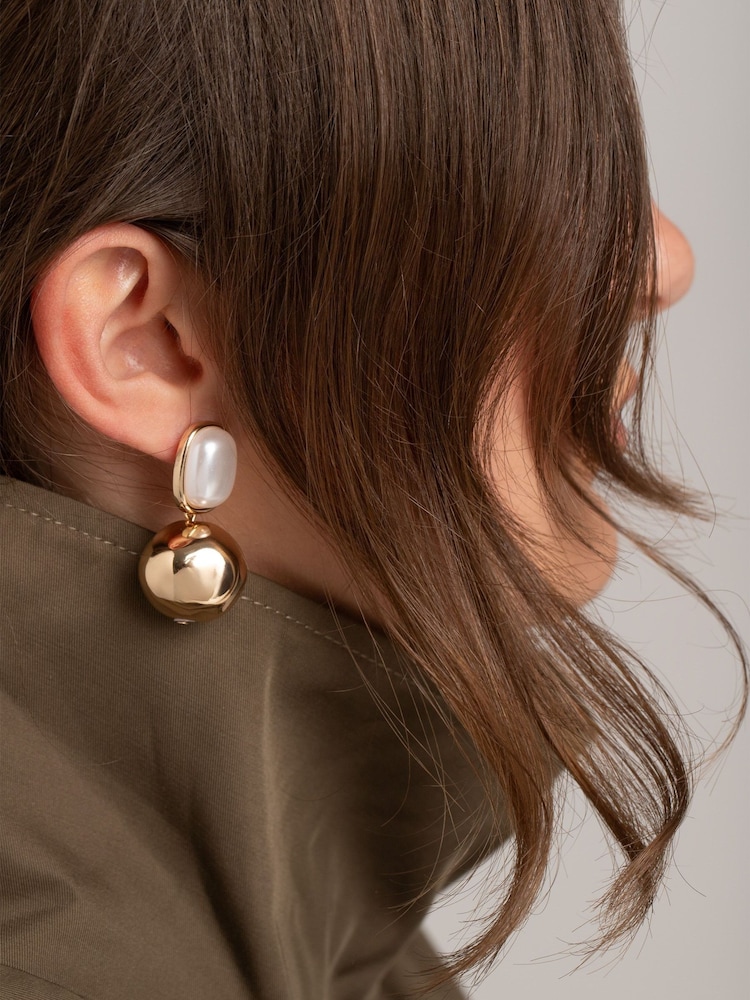 Pearl Ball Drop Earrings - Image 2 of 4 Pearl Ball Drop Earrings - Image 2 of 4