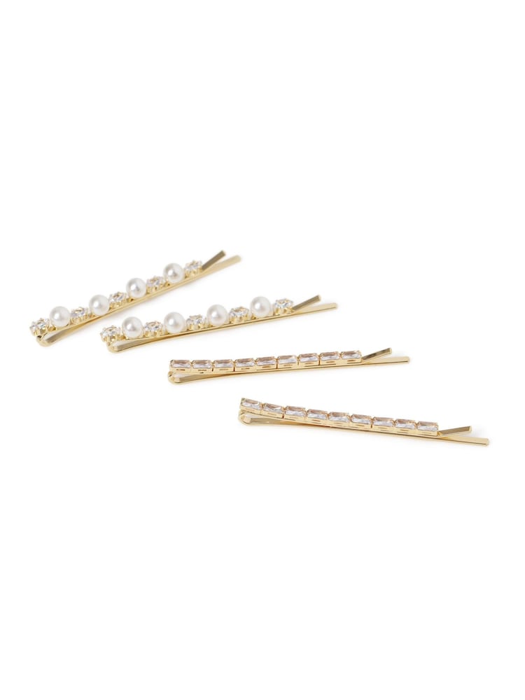 Aela Gold Pearl Rhinestone Hair Accessories - Imagen 2 de 2 Aela Gold Pearl Rhinestone Hair Accessories - Imagen 2 de 2