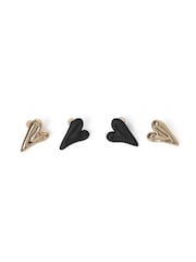 Aela Black Matte Heart Stud Earrings 2 Pack - Image 2 of 2