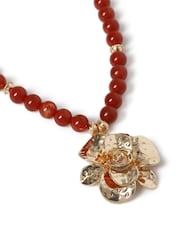 Aela Stone Flower Short Pendant Brown Necklace - Image 3 of 3