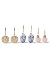 Lot de 3 boucles d’oreilles Aela roses à breloques - Image 1 de 2