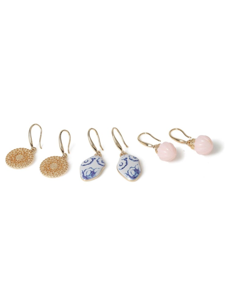Lot de 3 boucles d’oreilles Aela roses à breloques - Image 2 de 2