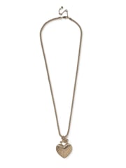 Aela Gold Tone Etched Heart Long Pendant Necklace - Image 1 of 2