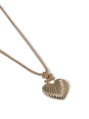 Aela Gold Tone Etched Heart Long Pendant Necklace - Image 2 of 2