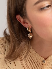 Etched Ball Drop Dome Earrings - Image 1 of 3