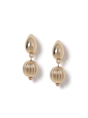 Etched Ball Drop Dome Earrings - Image 2 of 3