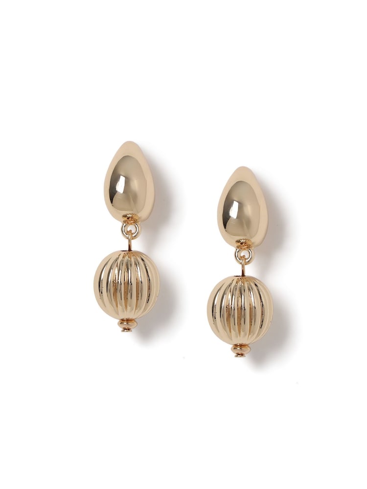 Etched Ball Drop Dome Earrings - Image 2 of 3