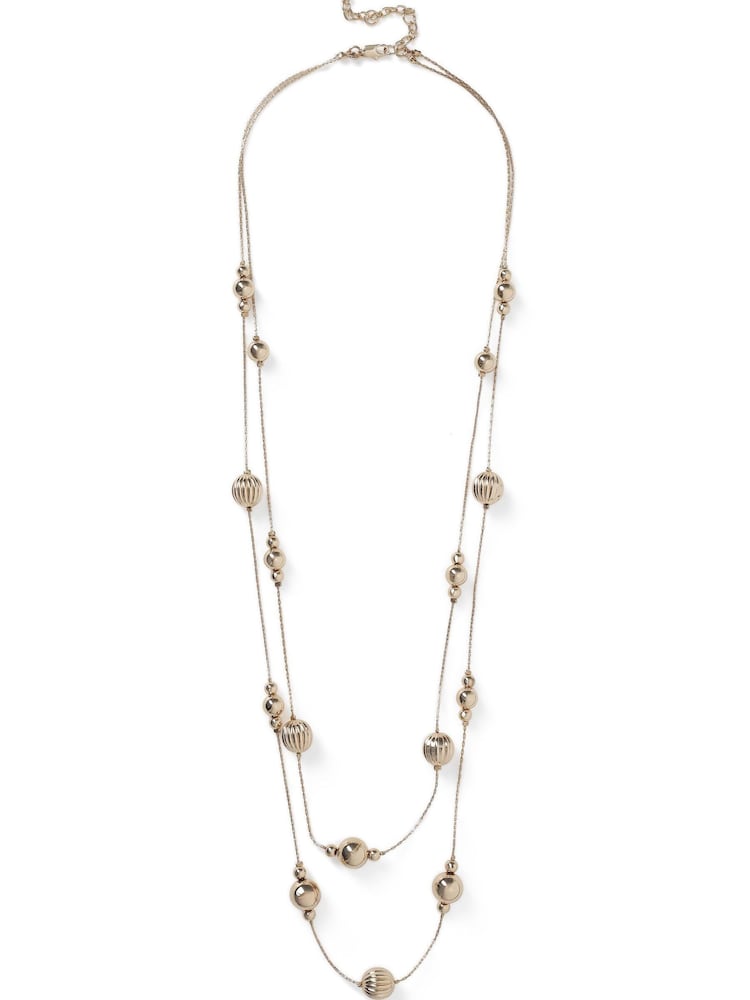 Etched Ball Long Multirow Necklace - Image 1 of 2 Etched Ball Long Multirow Necklace - Image 1 of 2