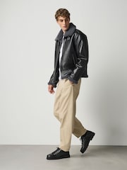 Black Faux Leather Flight Jacket - Image 1 of 5