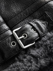 Preto - Faux Leather Flight Jacket - Imagem 10 de 11