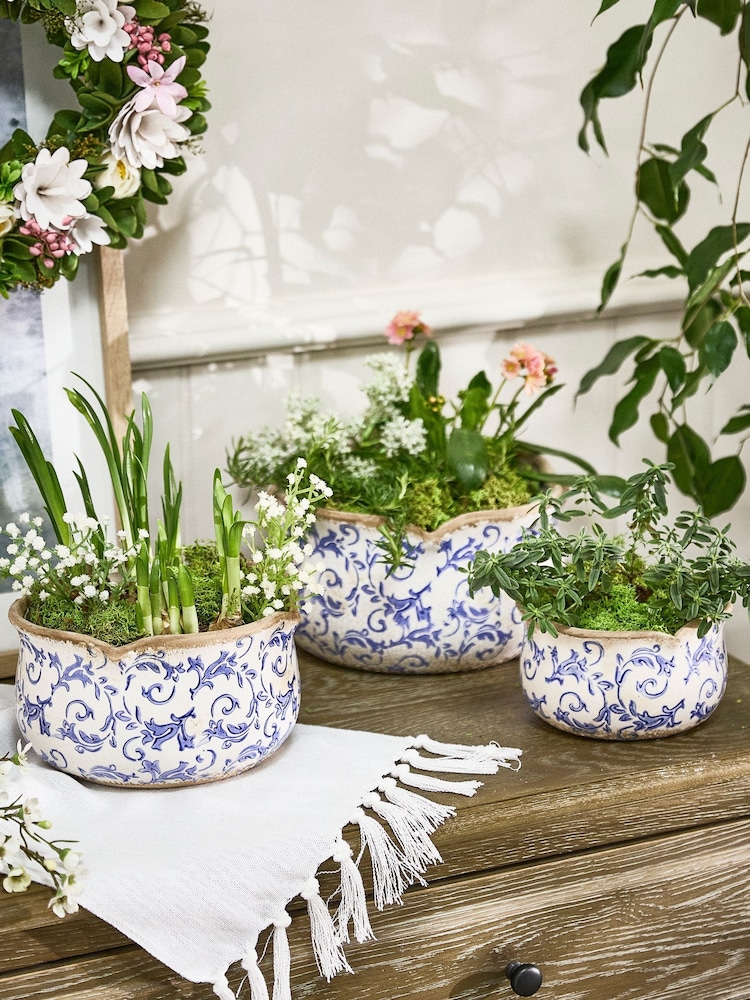 Dibor Set of 3 Blue Planters - Image 1 of 6 Dibor Set of 3 Blue Planters - Image 1 of 6