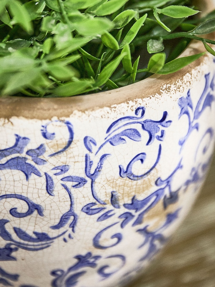 Dibor Blue Botanical Plant Pot - Image 2 of 4