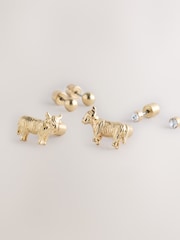 Gold Tone Hamish the Highland Cow Stud Earring 3 Pack - Image 5 of 6