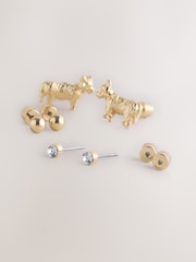 Gold Tone Hamish the Highland Cow Stud Earring 3 Pack - Image 6 of 6