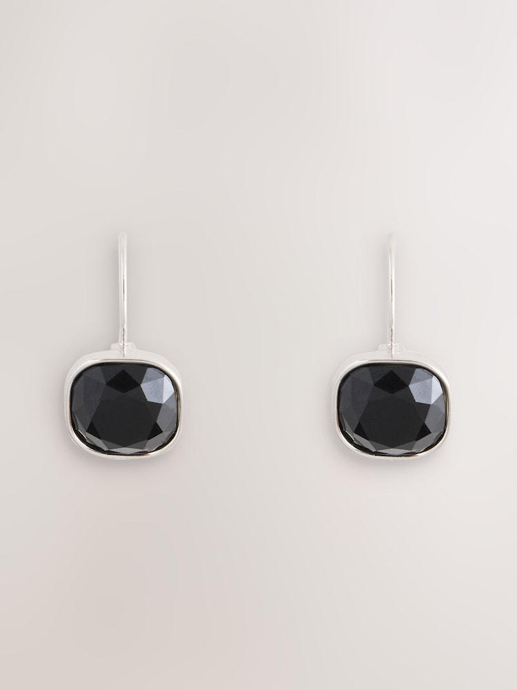 Silver Tone/Black Sparkle Pull Through Earrings - Image 1 of 3