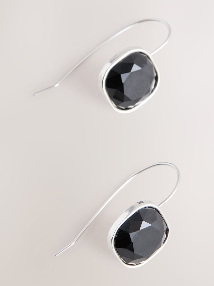 Silver Tone/Black Sparkle Pull Through Earrings - Image 2 of 3