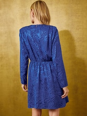 Love & Roses Drape Neck Satin Jacquard Mini Dress - 5суретінің 4 суреті