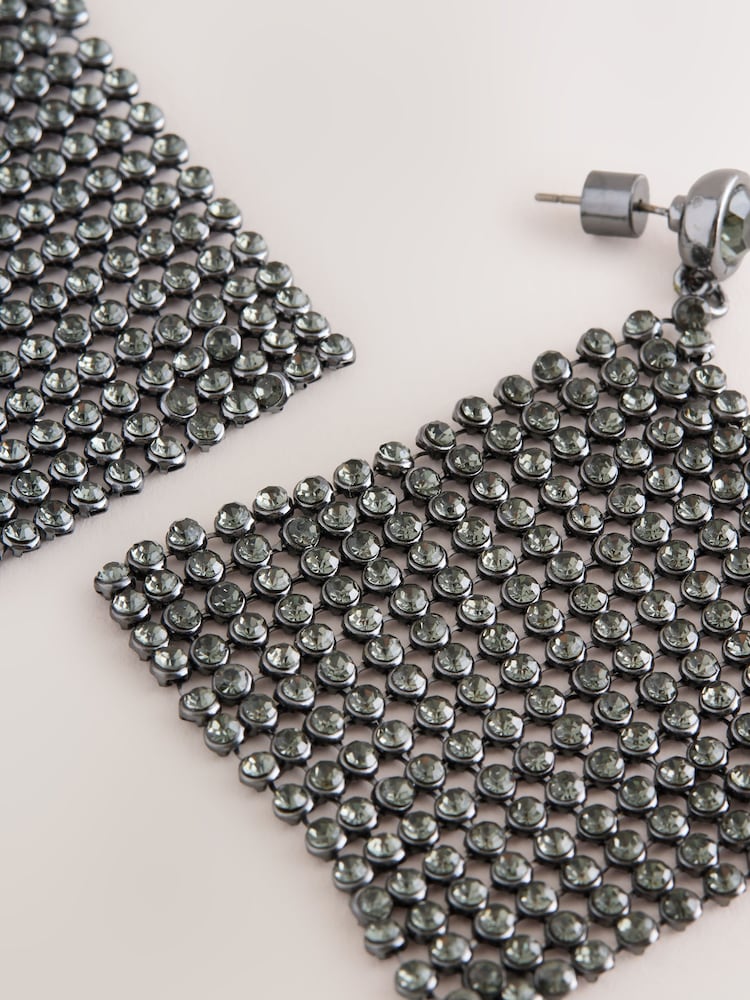 Pewter Tone Chainmail Drop Earrings - Image 2 of 3